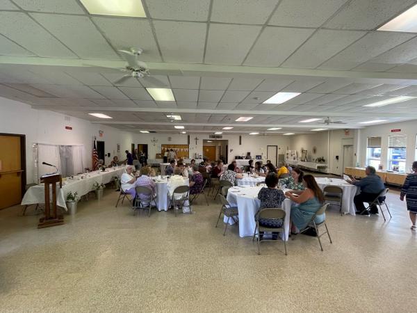 The 100th (+2)  anniversary celebration started with appetizers and beverages in the parish hall.